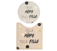DRAEGER Paris - Miroir de Poche Telle mère telle Fille avec étui Couleur crème - Miroir Rond Maquillage à emmener Partout - Idéal Maison et Voyages - Etui 8 x 8,5 cm -Cadeau Anniversaire, Noël, fête