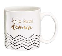 DRAEGER PARIS | Mug Black & Gold porcelaine fine "Je le ferais demain" | Mug original Idée Cadeau pour Ado, Collègue, Frère, Ami, Flemmard, Réveil|Tasse humour avec coffret Cadeau