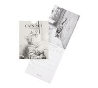 DRAEGER PARIS | Petit calendrier mural Chats 2023 à suspendre 14x18cm |16 mois sept 22 à dec 23 | 7 langues | Calendrier bureau, maison, cuisine | Photos chats noir et blanc | Papier certifié FSC®