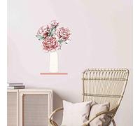 Draeger Paris - Sticker Mural Vase et Fleurs Rose Clair