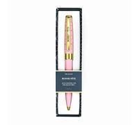 Draeger Paris - Stylo bille retractable "BONNE FÊTE", Rose pastel et Or, boite cadeau