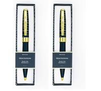 Draeger Paris - Stylo bille retractable "FÉLICITATION", Bleu nuit et Or, boite cadeau (Lot de 2)