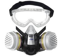 Dräger X-plore 3300 Demi-masque pour travaux chimiques avec lunettes de protection complètes X-pect 4400 & filtre combiné ABEK1 Hg P3, protection contre les vapeurs, gaz & particules