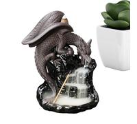 Dragon Backflow - Fontaine d'encens en céramique - Décoration de cascade de fumée avec 20 cônes - Tapis à pinces - Diffuseur de méditation d'aromathérapie pour salon, chambre à coucher