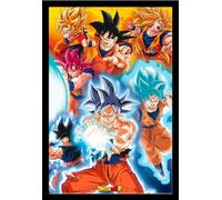 Dragon Ball Super Goku Poster Manga Anime Taille 61 x 91,5 cm + cadre amovible Shinsuke® Maxi MDF noir, vitre en acrylique