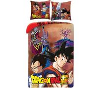 Halantex Parure de lit Dragon Ball Super - Housse réversible Goku, Vegeta, Beerus, Whis 140x200 cm
