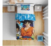 Dragon Ball Z Bleu - Parure de Lit Enfant, Housse de couette 140x200 cm, une Taie d’oreiller 63x63 cm