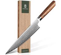 Dragon Cr outeau de Chef 22 cm en Acier Damas, Couteau de Cuisine Multifonction avec Manche en Bois Ergonomique, Couteau de Cuisine Tranchant pour Viande, Légumes et Herbes