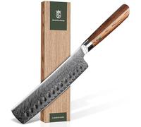 Dragon Cr outeau Nakiri 18,5 cm, Acier Damas, Couteau à Légumes Tranchant, Manche Ergonomique, Idéal pour la Préparation des Légumes et des Herbes