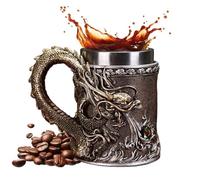 Dragon Cup - Verres En Métal Chinois En Relief | Tasses À Café Amusantes, Tasse À Thé, Décoration De Table | Tasse De Voyage Pour Thé Chaud Et Froid, Lait, Eau, Jus, Boisson, Décor De Bureau, Pour