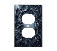 Dragon Plaque murale duplex en plastique noir avec chaîne de roses gothiques pour Halloween, prises électriques pour salon, chambre à coucher, décoration de bureau