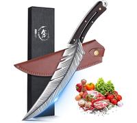 DRAGON RIOT Couteau de cuisine professionnel japonais Tranchant Couteau à barbecue Etui cuir