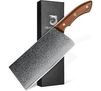 DRAGON RIOT Feuille de Boucher en Acier Damas | Couteau de cuisine chinois professionnel de 19 cm avec manche ergonomique pour viande, légumes et barbecue, cadeau pour homme