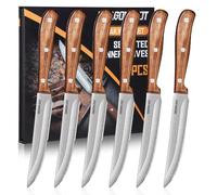 DRAGON RIOT Set De Couteau A Steak 6 Pièces | Couteaux À Steak Avec Manche En Bois, Set De Couteaux De Table Avec Coffret Cadeau