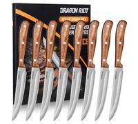 DRAGON RIOT Set De Couteau A Steak 8 Pièces | Couteaux À Steak Avec Manche En Bois, Set De Couteaux De Table Avec Coffret Cadeau