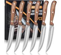 DRAGON RIOT Set de Couteaux à Steak Japonais 6 Pièces en Inox | Couteaux à Steak Lame Lisse Possède un Manche en Bois, Couteau à Viande Est Idéal avec Coffret Cadeau