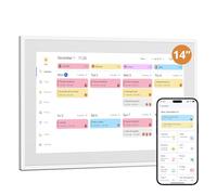 Dragon Touch 14" Calendrier Numérique - 1920x1080 FHD Calendrier Électronique, Planificateur Familial a Écran Tactile avec Mémoire de 32 Go et Support Mural, Cadre Photo Numérique WiFi, Blanc