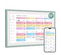 Dragon Touch 15,6" Calendrier Numérique - 1920 * 1080 FHD Calendrier Mural Électronique avec 32 Go de Stockage, Écran Tactile, Calendrier de Bureau Intelligent, Cadre Photo Numérique, Gris-Vert