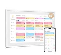 Dragon Touch Calendrier mural numérique 39,6 cm - 1920 x 1080 FHD - Planificateur familial électronique avec mémoire de 32 Go et support mural, écran tactile - Blanc