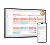 Dragon Touch Calendrier mural numérique 39,6 cm - 1920 x 1080 FHD - Planificateur familial électronique avec mémoire de 32 Go et support mural, écran tactile - Noir