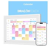 Dragon Touch Calendrier numérique 10,1" - Tableau des corvées - Écran tactile interactif, planificateur familial intelligent, affichage du foyer - Calendrier numérique sans interruption - Blanc