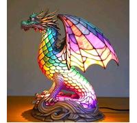 Dragon volant Taille : 17 cm Modèle avec interrupteur USB indépendant - Ornement en résine avec veilleuse LED, statuette animale