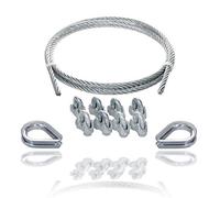 Drahtseile24 Lot de 8 serre-câbles métalliques et 2 cosses - Câble en acier avec serre-câbles et cosses - Diamètre : 4 mm - 2 m