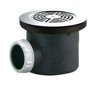 Drain de douche avec grille en acier inoxydable Valentin noir/chromé 90mm