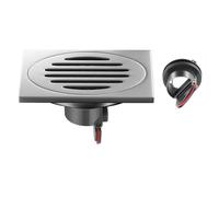 Drain de Douche Carré en Acier Inoxydable Drain de Plancher Anti-Odeur pour Salle de Bain, Carré 100 mm, Noir