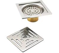 Drain de Douche Carré Siphon De Sol Anti-Odeur,Acier Inoxydable Drain de Plancher avec Passoire Filtre,pour Salle De Bain Jardin(10
