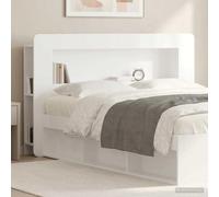 Drainlyn Armoire à tête de lit en bois blanc brillant - 153,5 x 18,5 x 100 cm - Rangement robuste avec étagères - Polyvalent pour chambre à coucher - Idéal comme tête de lit et dossier pratique