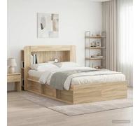 Drainlyn Armoire à tête de lit en chêne Sonoma - 135 x 18,5 x 100 cm - Rangement robuste avec étagères - Polyvalent pour chambre à coucher - Accessoires de cadre de lit - Support dorsal confortable