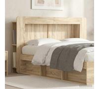 Drainlyn Armoire à tête de lit en chêne Sonoma 153,5 x 18,5 x 100 cm avec espace de rangement, étagères et utilisation polyvalente pour chambre à coucher, lit double, lit simple, confort et décoration