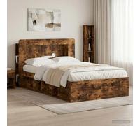 Drainlyn Armoire de tête de lit en bois de chêne fumé, 135 x 18,5 x 100 cm, avec espace de rangement généreux et surface de rangement, polyvalente pour chambre à coucher, accessoires de cadre de lit