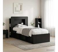 Drainlyn Armoire de tête de lit en bois noir, 93,5 x 18,5 x 100 cm, espace de rangement pour chambre à coucher, polyvalent avec étagères de rangement, design moderne, robuste et facile d'entretien