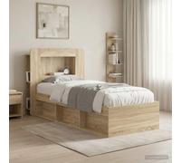 Drainlyn Armoire de tête de lit en chêne Sonoma avec espace de rangement, étagère et étagères verticales, polyvalente comme tête de lit pour chambre à coucher, convient pour lit double et lit simple