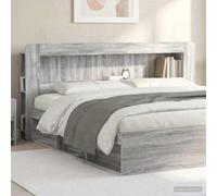 Drainlyn Armoire pour tête de lit en bois Sonoma gris, 193 x 18,5 x 100 cm, avec espace de rangement généreux et étagères polyvalentes, pour chambre à coucher, robuste et facile à monter