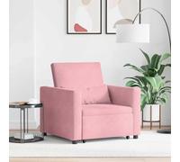 Drainlyn Canapé-lit extensible simple avec roulettes en velours rose clair 90 x 165 x 87 cm 3 en 1 avec dossier et accoudoirs réglables pour salon, bureau, détente et fonction couchage