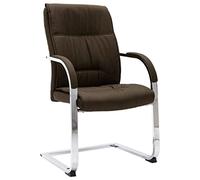 Drainlyn Chaise de bureau cantilever en tissu marron avec dossier et accoudoirs ergonomiques, cadre en fer chromé stable, 58 x 67,5 x 102 cm, assise confortable pour le bureau et la maison