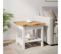 Drainlyn Ekai Table d'appoint en pin massif blanc 50 x 50 x 45,5 cm avec étagère pour salon, chambre à coucher, couloir comme étagère pour décoration et boissons