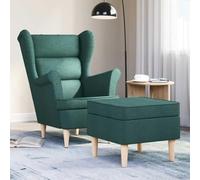 Drainlyn Fauteuil avec repose-pieds en tissu polyester vert foncé 74 x 84 x 100 cm 1 ensemble salon lounge relax club avec rembourrage et accoudoirs pour bureau, chambre à coucher assise ergonomique