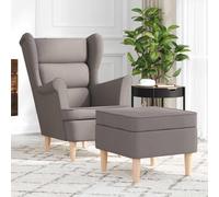 Drainlyn Fauteuil avec repose-pieds en tissu taupe - 74 x 84 x 100 cm - Rembourré - Lounge Club Relax avec accoudoir et dossier - Ergonomique - Pour salon, chambre à coucher, bureau, assise élégante