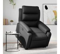 Drainlyn Fauteuil de relaxation avec aide à se lever électrique et fonction allongée, en cuir synthétique noir, 75 x 92,5 x 100 cm, avec cadre en bois et métal, chaise rembourrée confortable pour