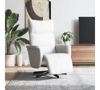 Drainlyn Fauteuil de relaxation avec repose-pieds en cuir synthétique blanc, pivotant, réglable, avec fonction de couchage, ergonomique, rembourré, pour salon, chambre à coucher, bureau, salon