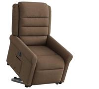Drainlyn Fauteuil de relaxation électrique avec aide à se lever en tissu marron, réglable avec fonction allongée, rembourrage en mousse et fibre de polypropylène, cadre en bois stable en métal