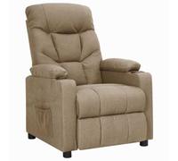 Drainlyn Fauteuil de relaxation en tissu taupe avec dossier réglable et repose-pieds, chaise rembourrée avec cadre en bois et métal, fauteuil de salon confortable pour salon, bureau, chambre à coucher