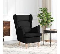 Drainlyn Fauteuil en tissu noir 74 x 84 x 100 cm avec rembourrage, dossier et accoudoirs, chaise lounge club pour salon, chambre à coucher, bureau, relaxation et coin lecture