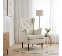 Drainlyn Fauteuil en velours crème avec accoudoirs et dossier, cadre en métal et bois, ergonomique, rembourré, 65 x 79 x 100 cm, chaise Lounge Relax Club pour salon, chambre à coucher et bureau