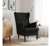 Drainlyn Fauteuil moderne en tissu noir avec cadre en métal et bois, rembourrage ergonomique, 65 x 79 x 100 cm, fauteuil Lounge Relax Club avec accoudoirs pour salon, chambre à coucher et bureau