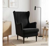 Drainlyn Fauteuil moderne en velours noir avec cadre en métal et bois - 65 x 79 x 100 cm - Coussin d'assise amovible - Dossier ergonomique - Accoudoirs - Design Lounge Relax Club - Pour salon, chambre